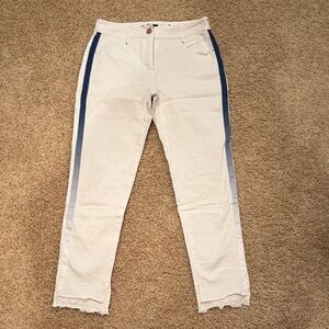 Robell White Jeans with Blue Stripe